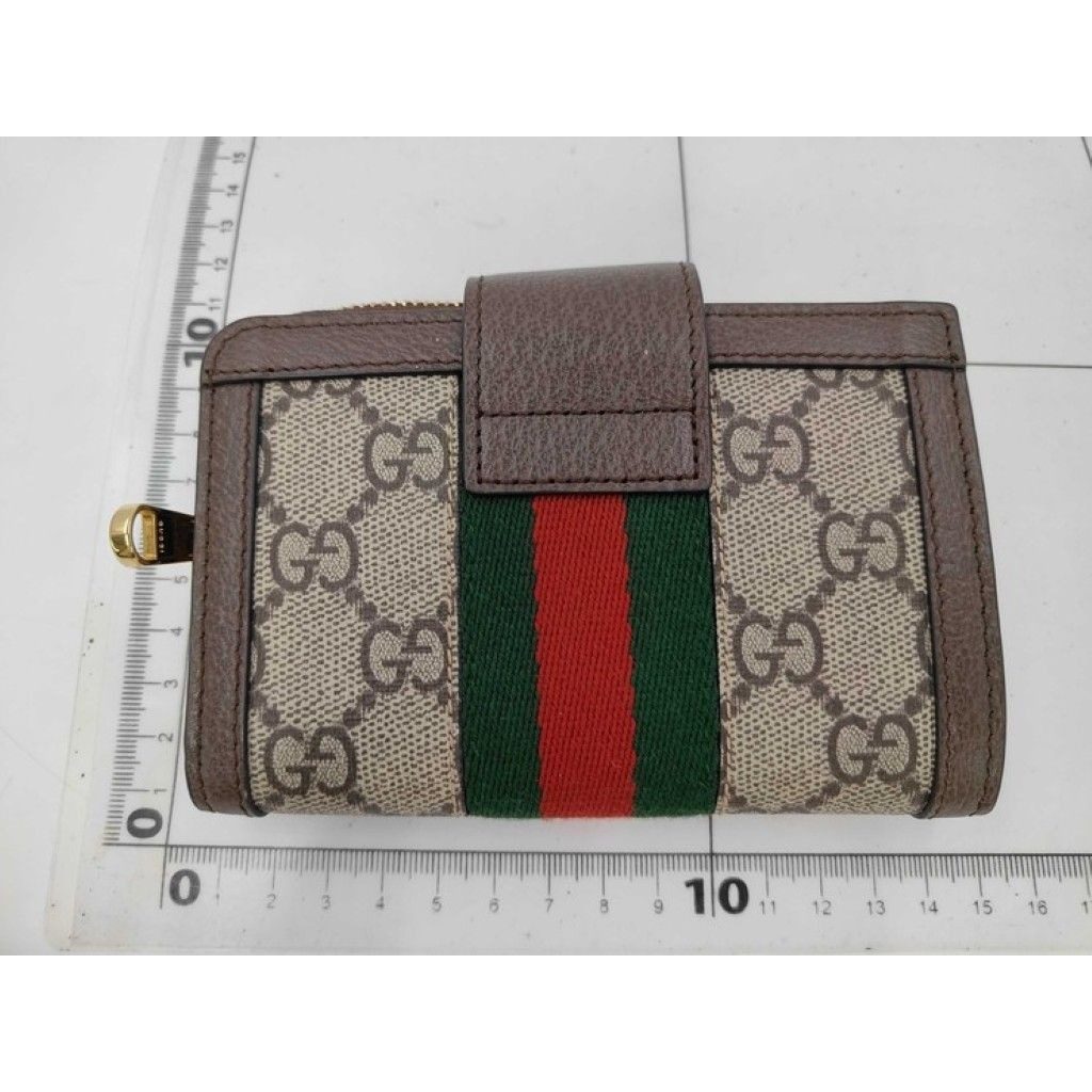 Gucci Bifold Wallet Ophidia Brown Beige GG Supreme Leather Gold — view 2