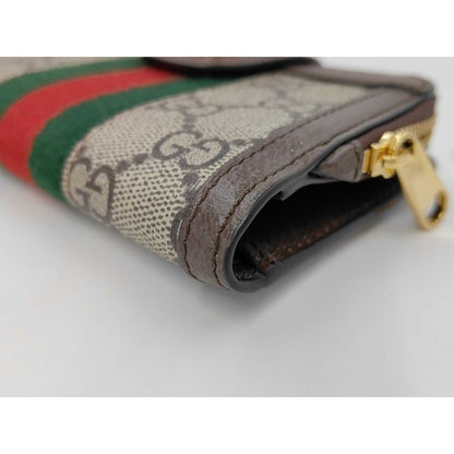 Gucci Bifold Wallet Ophidia Brown Beige GG Supreme Leather Gold — view 3