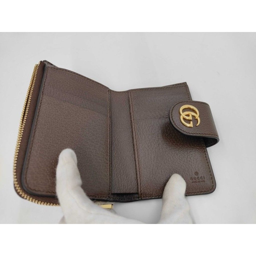 Gucci Bifold Wallet Ophidia Brown Beige GG Supreme Leather Gold — view 5