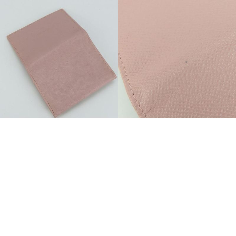 Bulgari Card Case Bulgari Leather Pink Beige Silver Hardware Clip Small Item