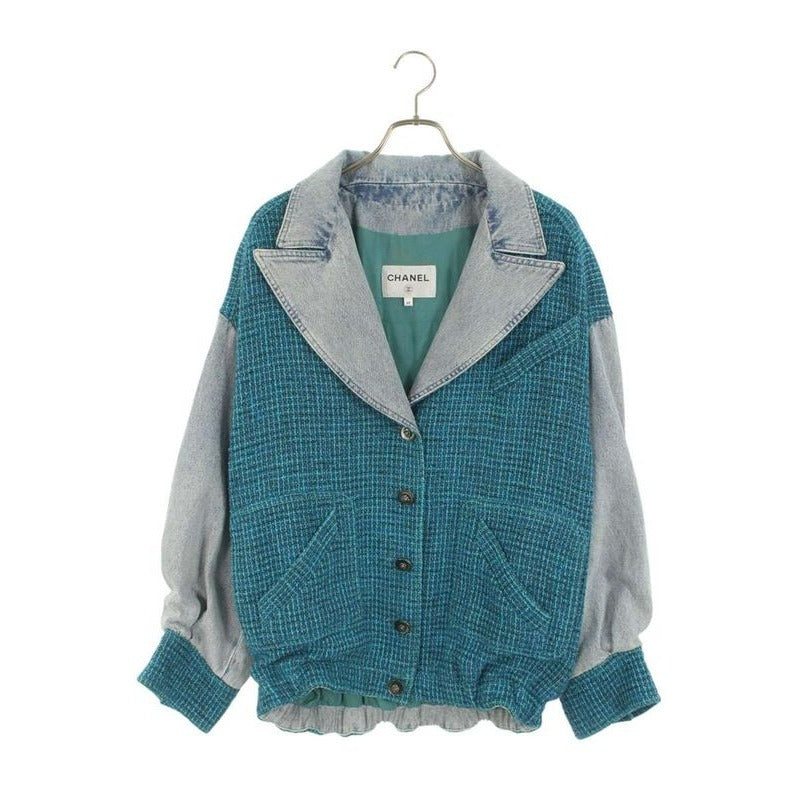 Chanel Tweed Denim Switched Blouson Jacket 40