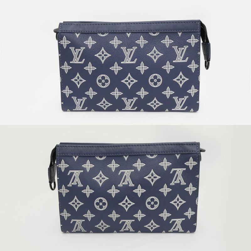 Louis Vuitton Monogram Shadow Gaston-wearable Wallet M83384 Navy-shoulde