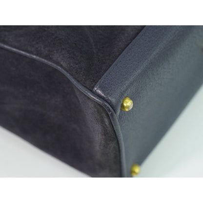 Gucci Bamboo 2-Way Shoulder Bag Pochette Suede Leather Navy — view 7