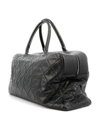 Chanel CC Caviar XL Travel Bag Bowler Tote Weekender Boston Duffle