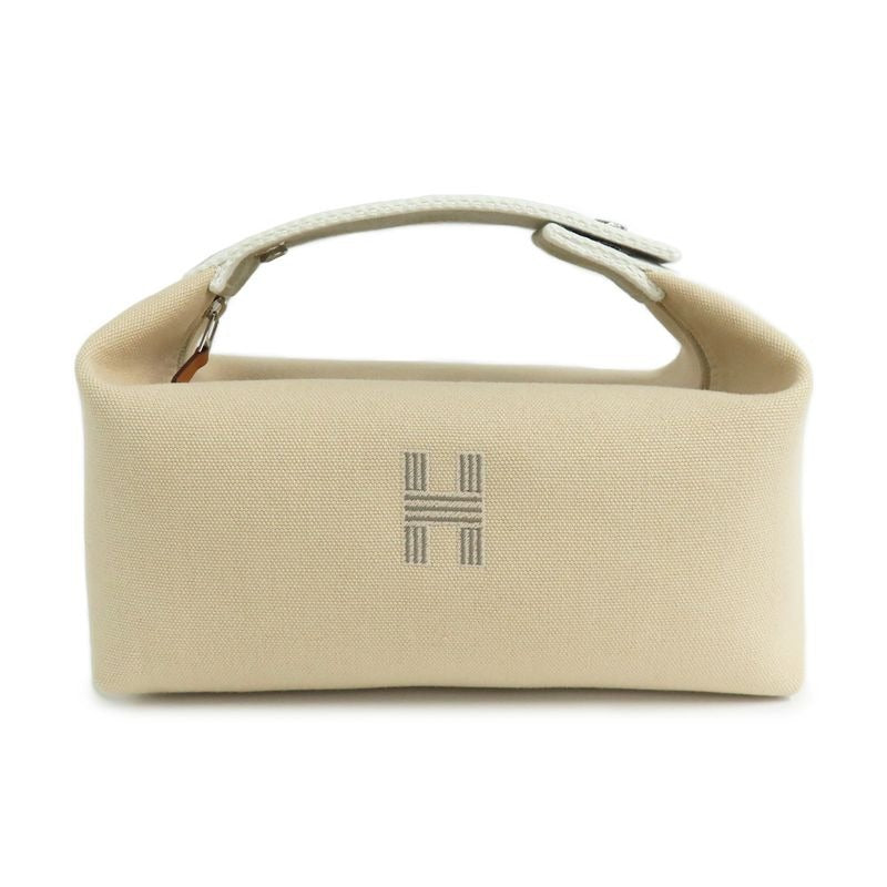 Hermes Brid A Black PM Natural Cotton Canvas Pouch Handbag