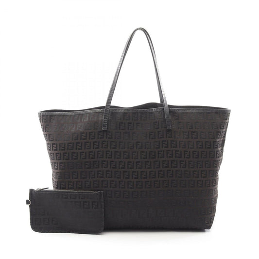 Fendi Tote Zucchino Dark Brown Canvas Leather