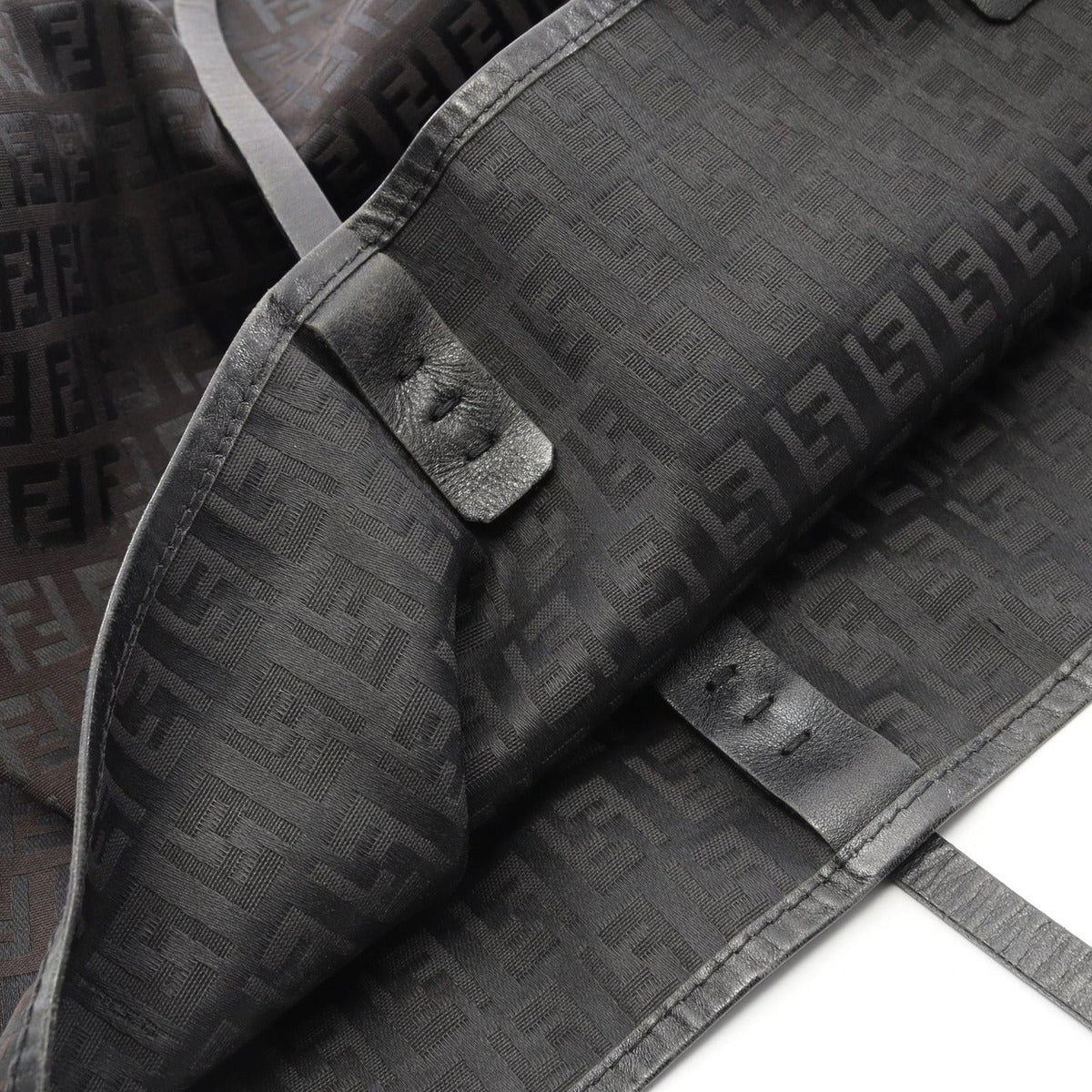 Fendi Tote Zucchino Dark Brown Canvas Leather — view 9