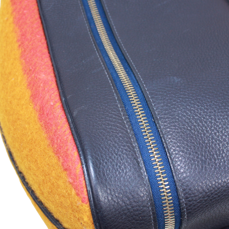 Hermes Lo Cabasall Victoria Leather X Wool Yellow X Orange X Navy Shoulder Bag