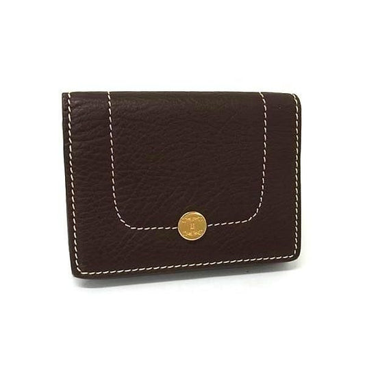 Celine Triomphe Leather Card Case Holder Business Brown