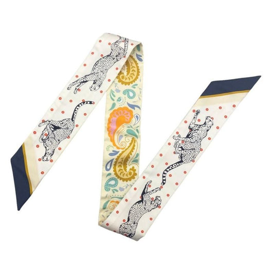 Hermes Silk Scarf Twirly Cheetah Bandana H064179s 07 Jeanne Souffle Orange