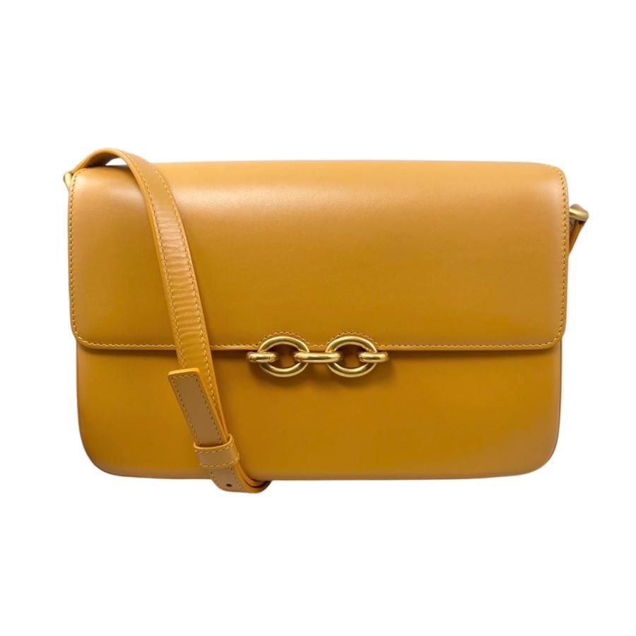 Saint Laurent Shoulder Bag Mayon Satchel 649795 Leather Orange Gold Hardware