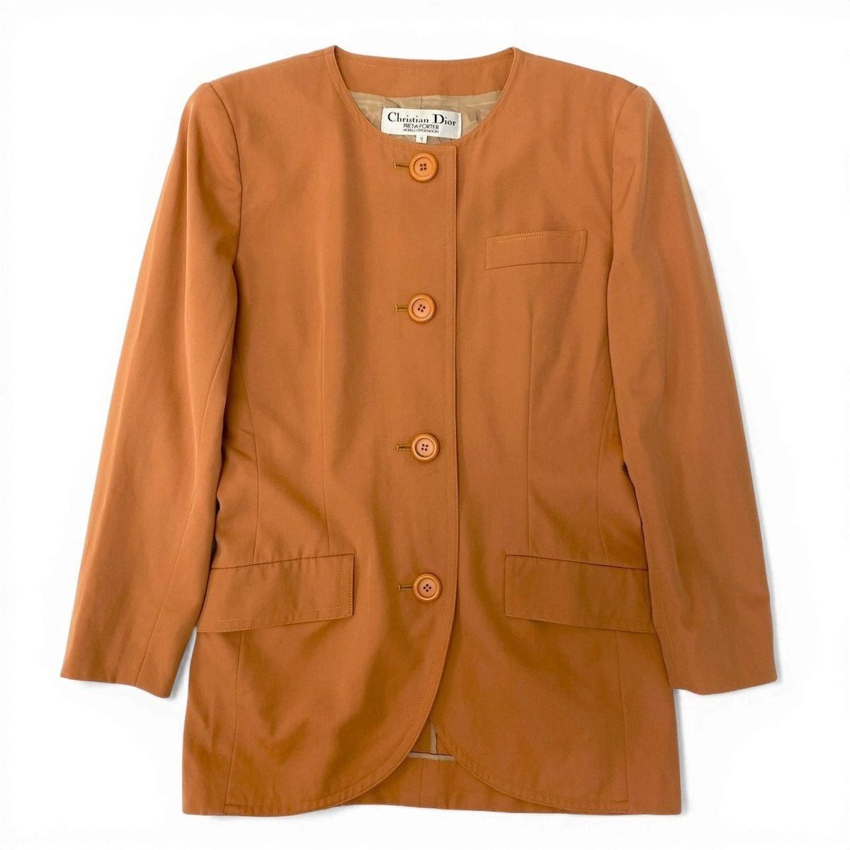 Dior Collarless Jacket Wool 7 Sizes Orange — view 2