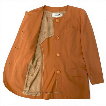 Dior Collarless Jacket Wool 7 Sizes Orange — view 4