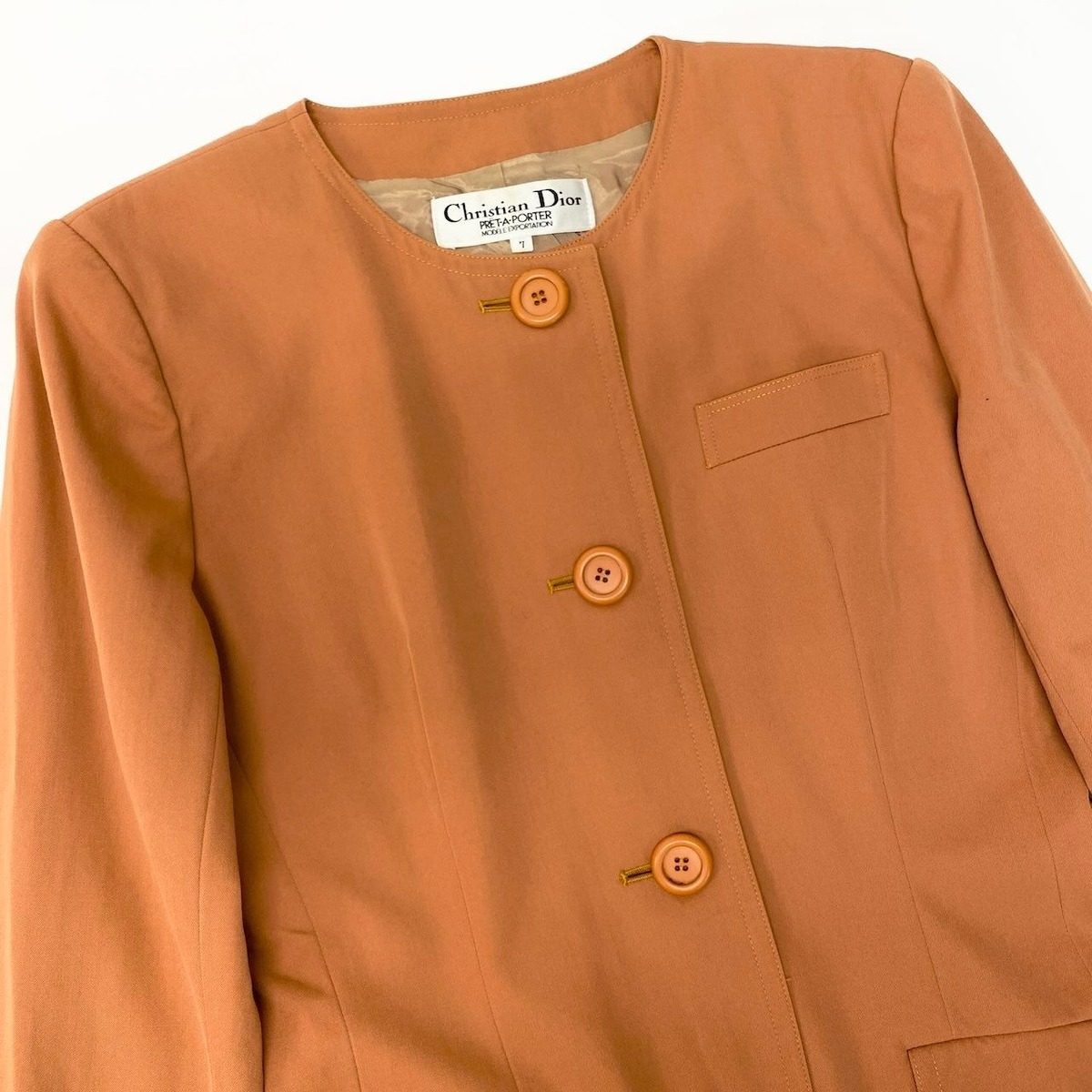 Dior Collarless Jacket Wool 7 Sizes Orange — view 5
