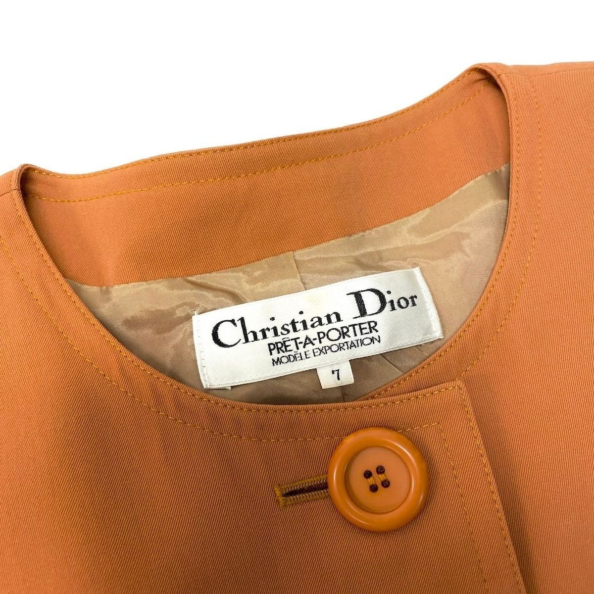 Dior Collarless Jacket Wool 7 Sizes Orange — view 8