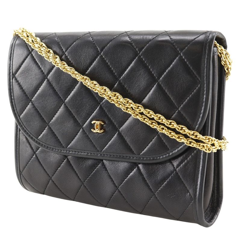 Chanel Matelasse Mini Chain Shoulder C00060 Lambskin Black Ladies Shoulder Bag