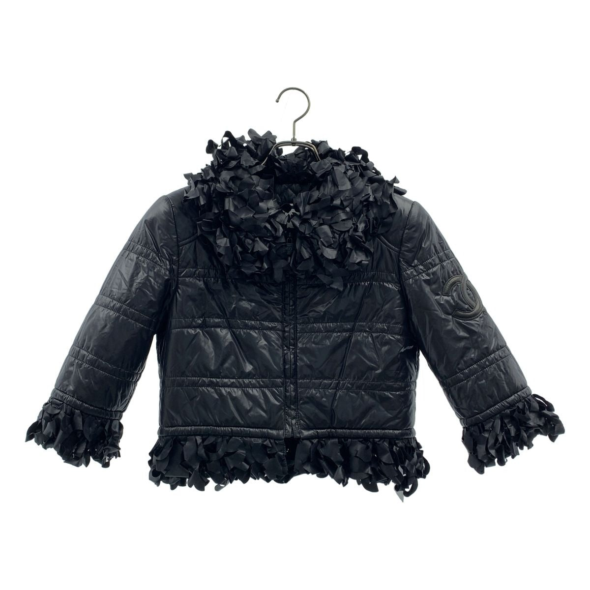 Chanel Frill Decoration CC Logo Down Jacket Black