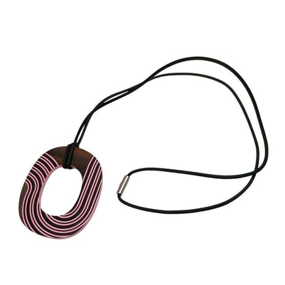 Hermes Pendant Necklace Isum Pop PM Brown Pink Lacquer Wood