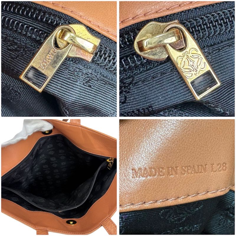 Loewe Anagram Logo Mini Tote Handbag Pink Beige Lame Metallic