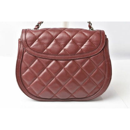 Chanel Chain Shoulder Bag Saddle Lambskin Quilted Bordeaux — view 3