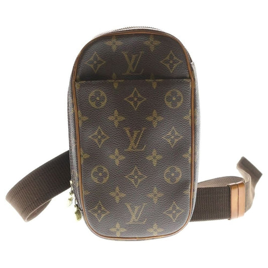 Louis Vuitton Monogram Pochette Gange Shoulder Bag Brown Leather Gold