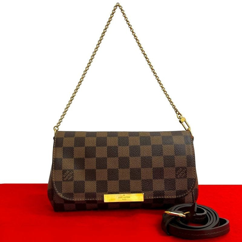 Louis Vuitton Favorite PM Damier Leather 2-Way Mini Shoulder Bag Pochette Brown