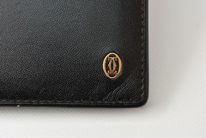 Cartier Wallet Men's Folding Wallet Leather Black