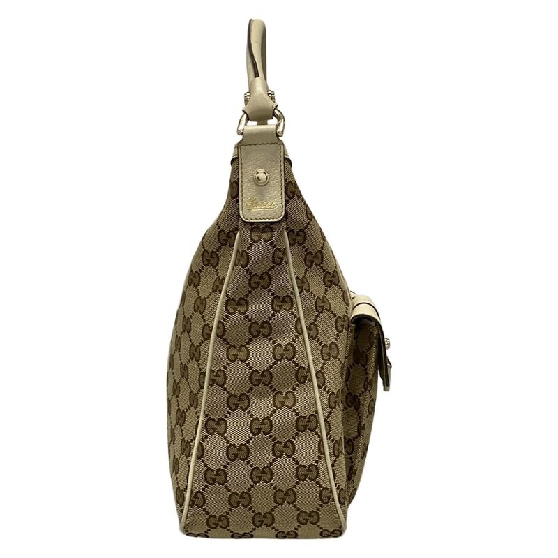 Gucci Shoulder Bag Abby GG Pattern 153025 Beige Dark Brown And Ivory Leather
