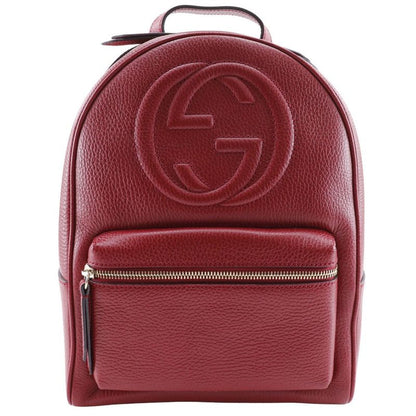 Gucci Soho Interlocking Chain Backpack 536192 Leather Red Women's Backpack/daypa