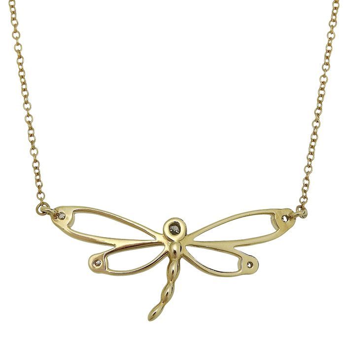 Tiffany & Co Dragonfly Diamond Necklace 18K Yellow Gold 750 Yellow Gold Diamond