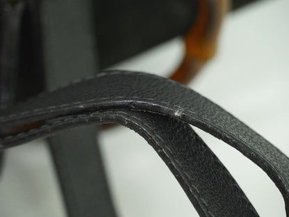 Authentic Gucci Bamboo Backpack Sac Backpack Suede Leather Black Bamboo Bag