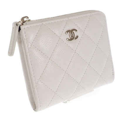 Chanel Small Wallet Ap3999 Coin Case Caviar Leather White Gold Hardware
