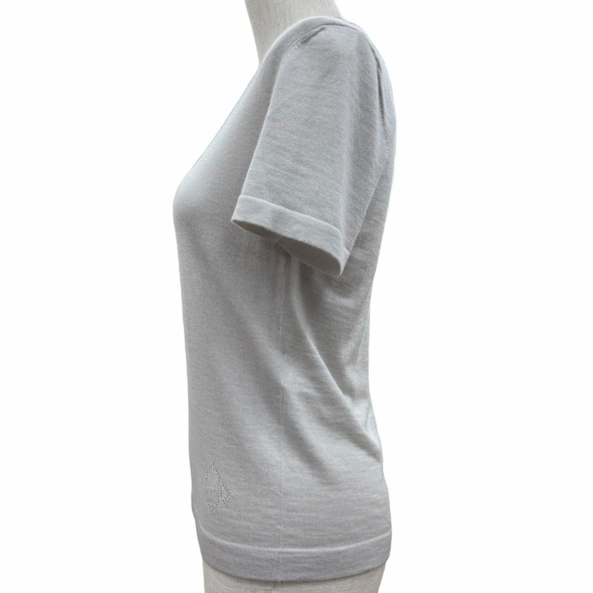 Hermes Cashmere Logo Crew Neck Short Sleeve Knit Top — view 2