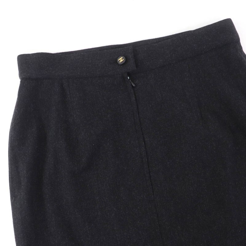 CHANEL Vintage P05858v03532 100% Wool 100% Silk Lining Tight Skirt With Coco