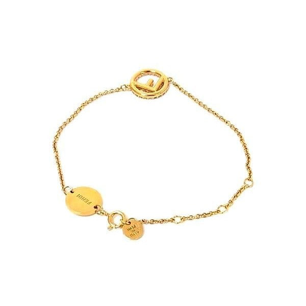 Fendi Bracelet F's Gold Metal Rhinestone — view 3