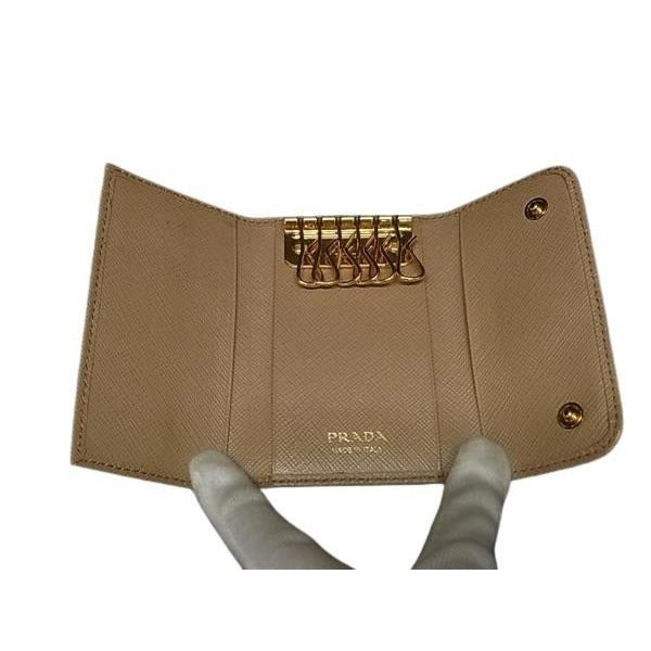 Prada Key Case 1 Pg222 Brown Saffiano Leather 6 Rows Gold Hardware — view 4