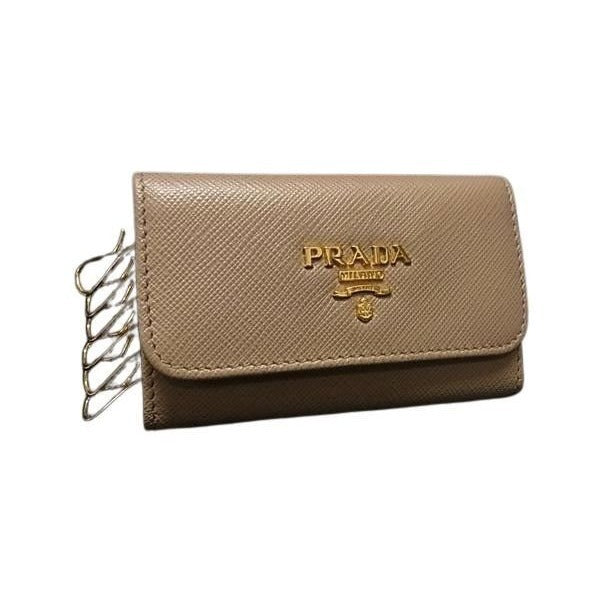 Prada Key Case 1 Pg222 Brown Saffiano Leather 6 Rows Gold Hardware