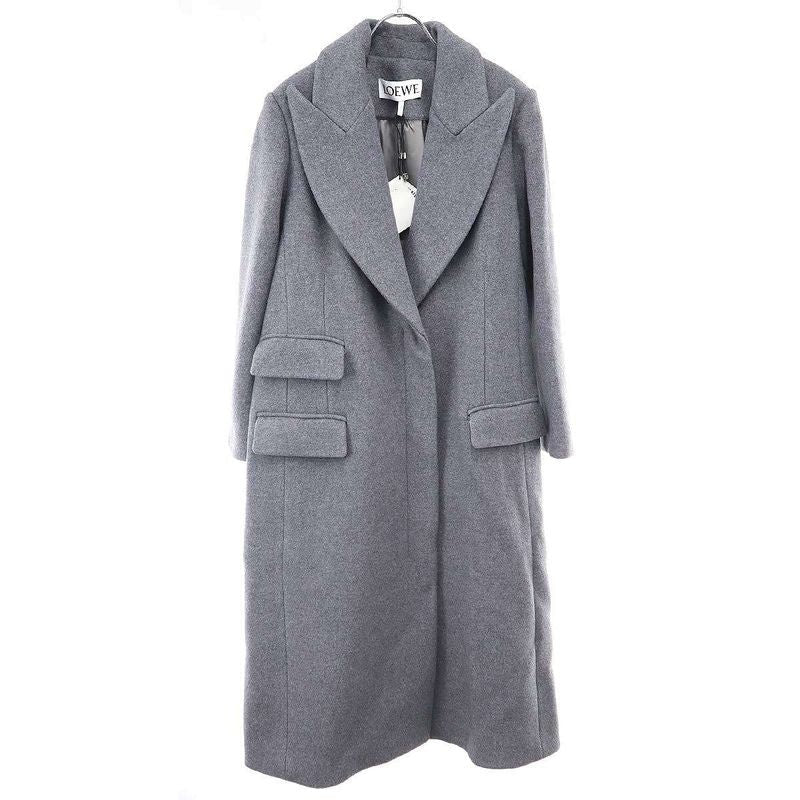 Loewe Single Breasted Wool Long Coat S540 Y01 X33 Gray 34