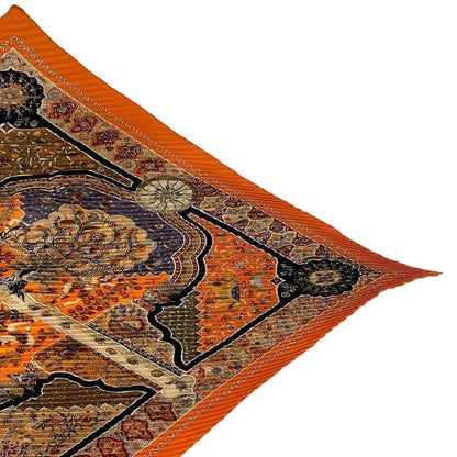 Hermes Pleated Silk Scarf Aux Portes du Palais Royal Doors Orange — view 3