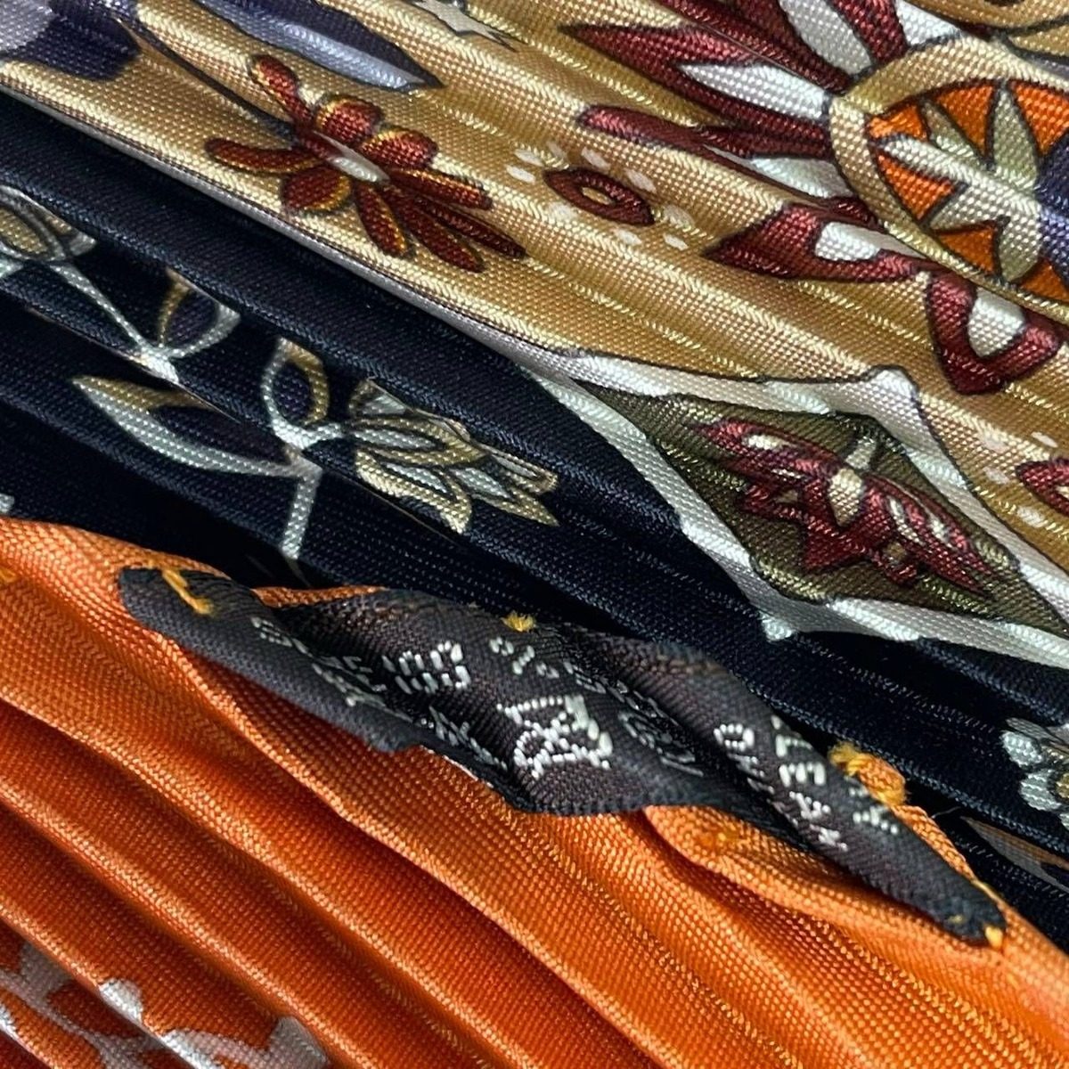 Hermes Pleated Silk Scarf Aux Portes du Palais Royal Doors Orange — view 6