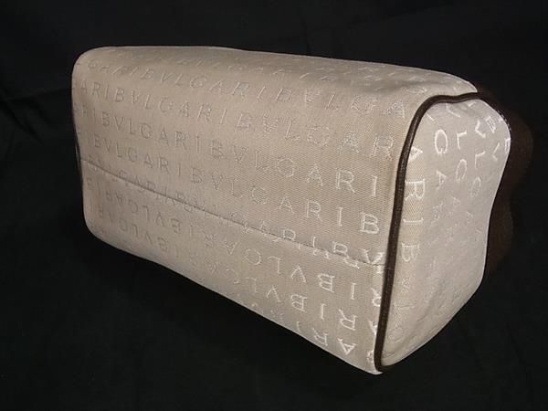 Bvlgari Canvas And Leather Handbag Mini Boston Women Beige And Brown Av7598