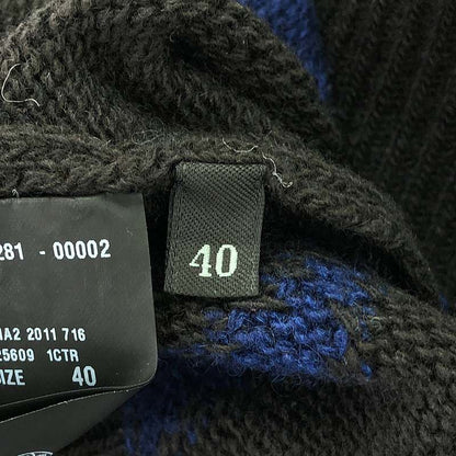 Prada - 2011 - Argyle Damaged V-neck Cardigan - 40 - Brown Blue - Women's