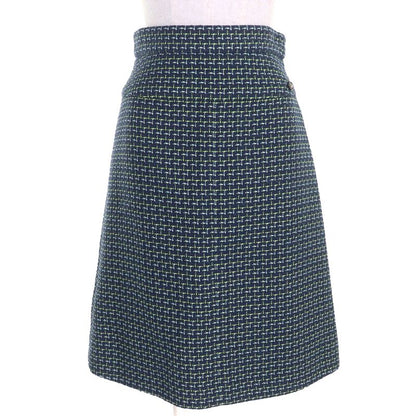 CHANEL P55951v38257 Lion Coco Button Cotton Tweed Skirt Navy Green Color 36