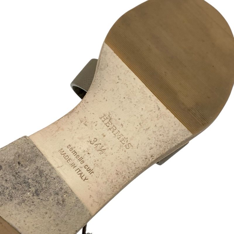 Hermes Santorini Sandals Shoes Leather Brown Flat Sandals Etoupe