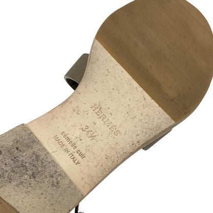 Hermes Santorini Sandals Shoes Leather Brown Flat Sandals Etoupe