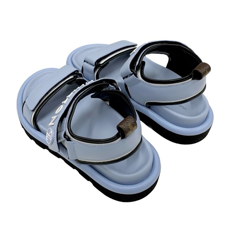 Louis Vuitton Pool Pillow Line Sandals Shoes Leather Blue Black White Unused