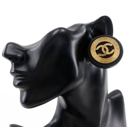 Chanel Coco Mark Vintage Gold Plated Black 28 Ladies 43.0g Earring