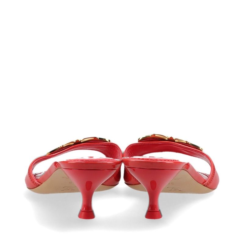 Louis Vuitton 08 Butterfly V Mark Patent Leather Mules Women's 35 Bl0048 Red
