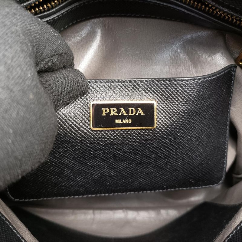 Prada Quill Top Handle Black Saffiano Leather Bl0902 117