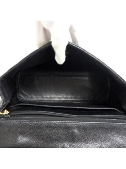 Chanel 24K CC Caviar Vintage Kelly Quilted Flap Bag Black Purse Handle